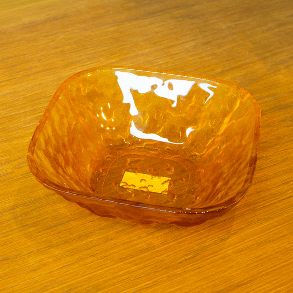 レトロガラス  小皿　べっ甲色　四角